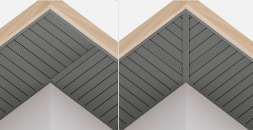 There are two methods of finishing a soffit in building corners, using H strips.